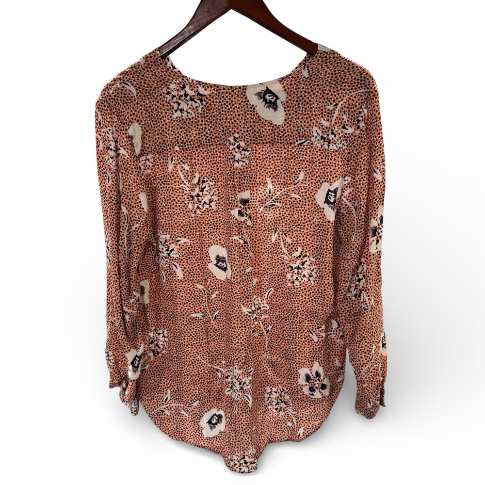 BRINA & EM Boho Chic Floral Polka Dot High Low Blouse Romantic Tunic M - Picture 3 of 5